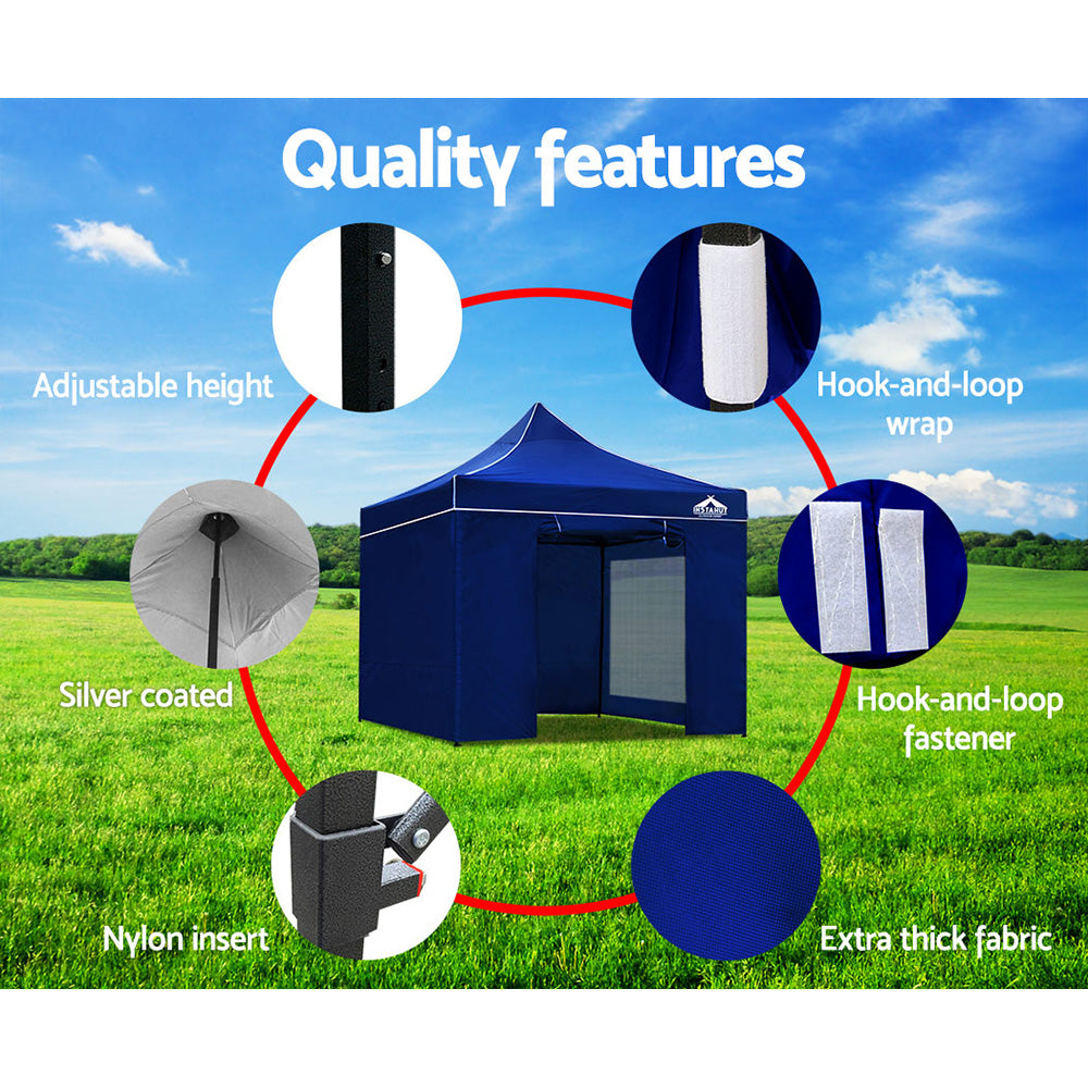 Instahut Gazebo Pop Up Marquee 3x3 Folding Tent Wedding Gazebos 500D Oxford Blue-5