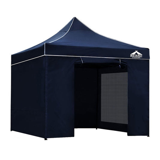 Instahut Gazebo Pop Up Marquee 3x3 Folding Tent Gazebos Camping 500D Oxford Navy-0