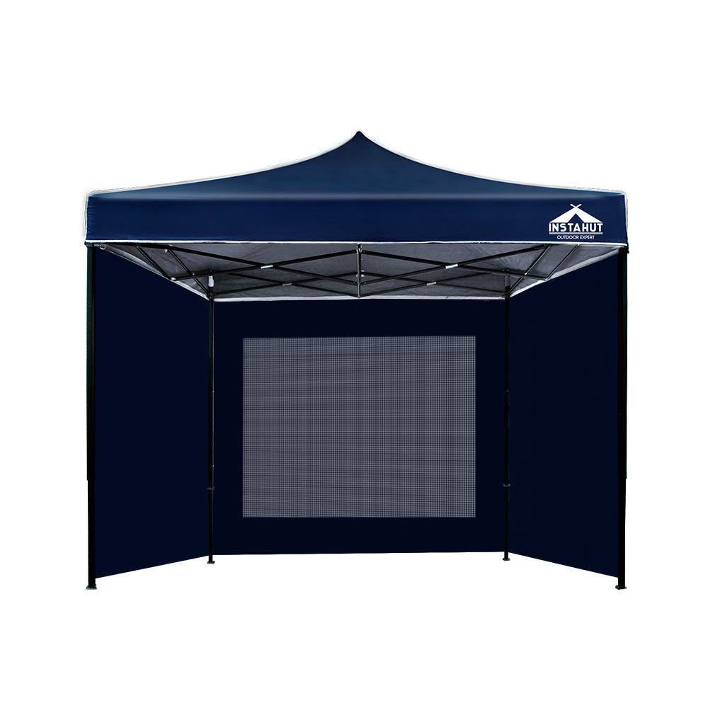 Instahut Gazebo Pop Up Marquee 3x3 Folding Tent Gazebos Camping 500D Oxford Navy-2