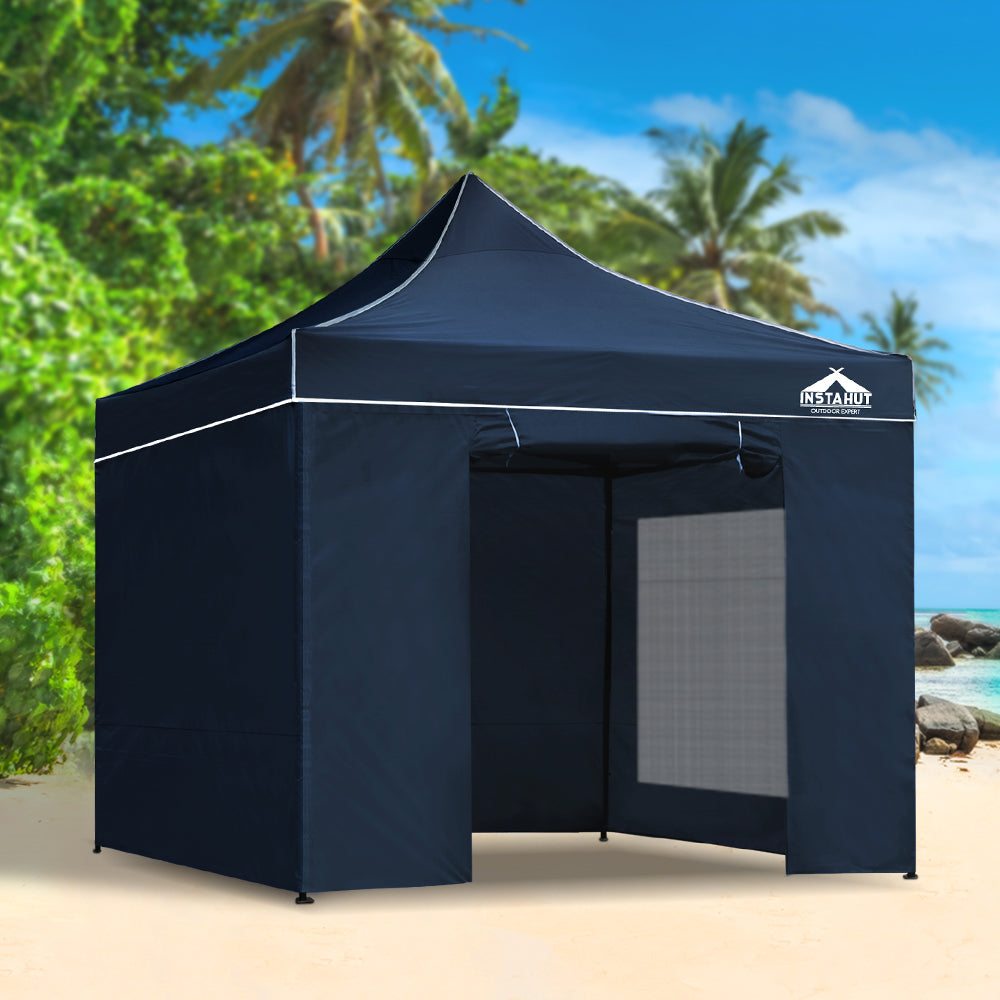 Instahut Gazebo Pop Up Marquee 3x3 Folding Tent Gazebos Camping 500D Oxford Navy-7