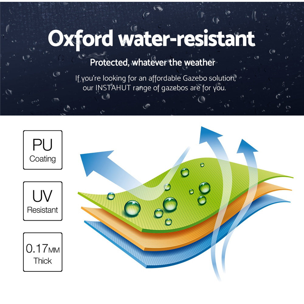 Instahut Gazebo Pop Up Marquee 3x3 Folding Tent Gazebos Camping 500D Oxford Navy-4