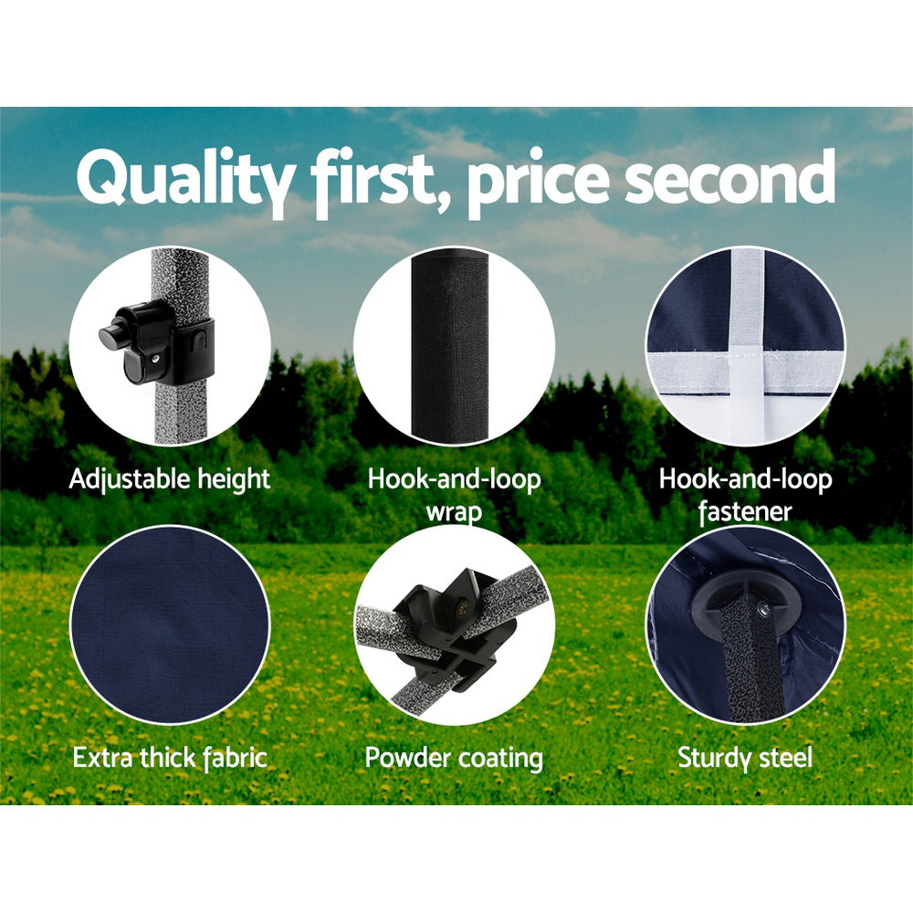 Instahut Gazebo Pop Up Marquee 3x3 Folding Tent Gazebos Camping 500D Oxford Navy-5