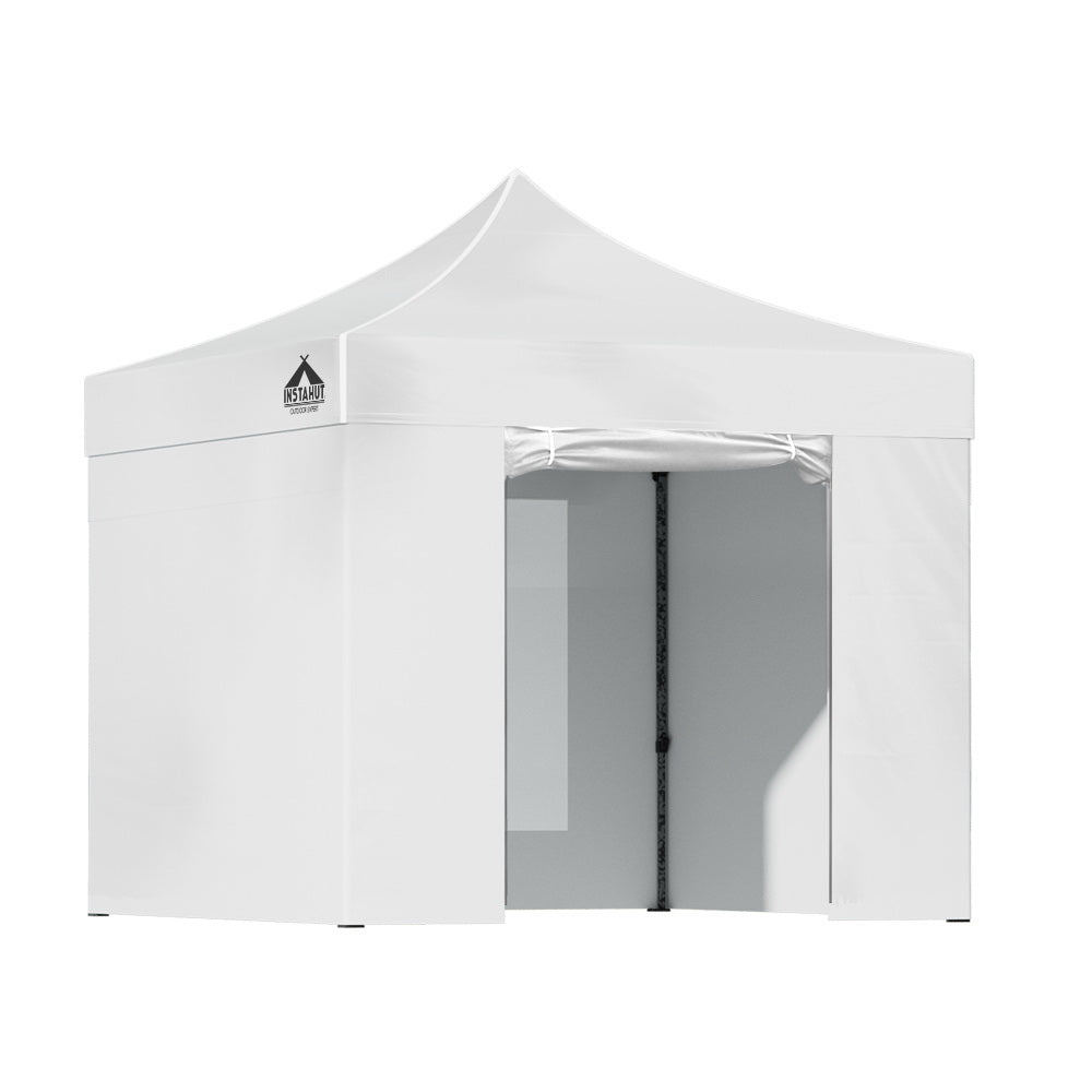 Instahut Gazebo Pop Up Marquee 3x3 Folding Tent Wedding Gazebos 500D White-0