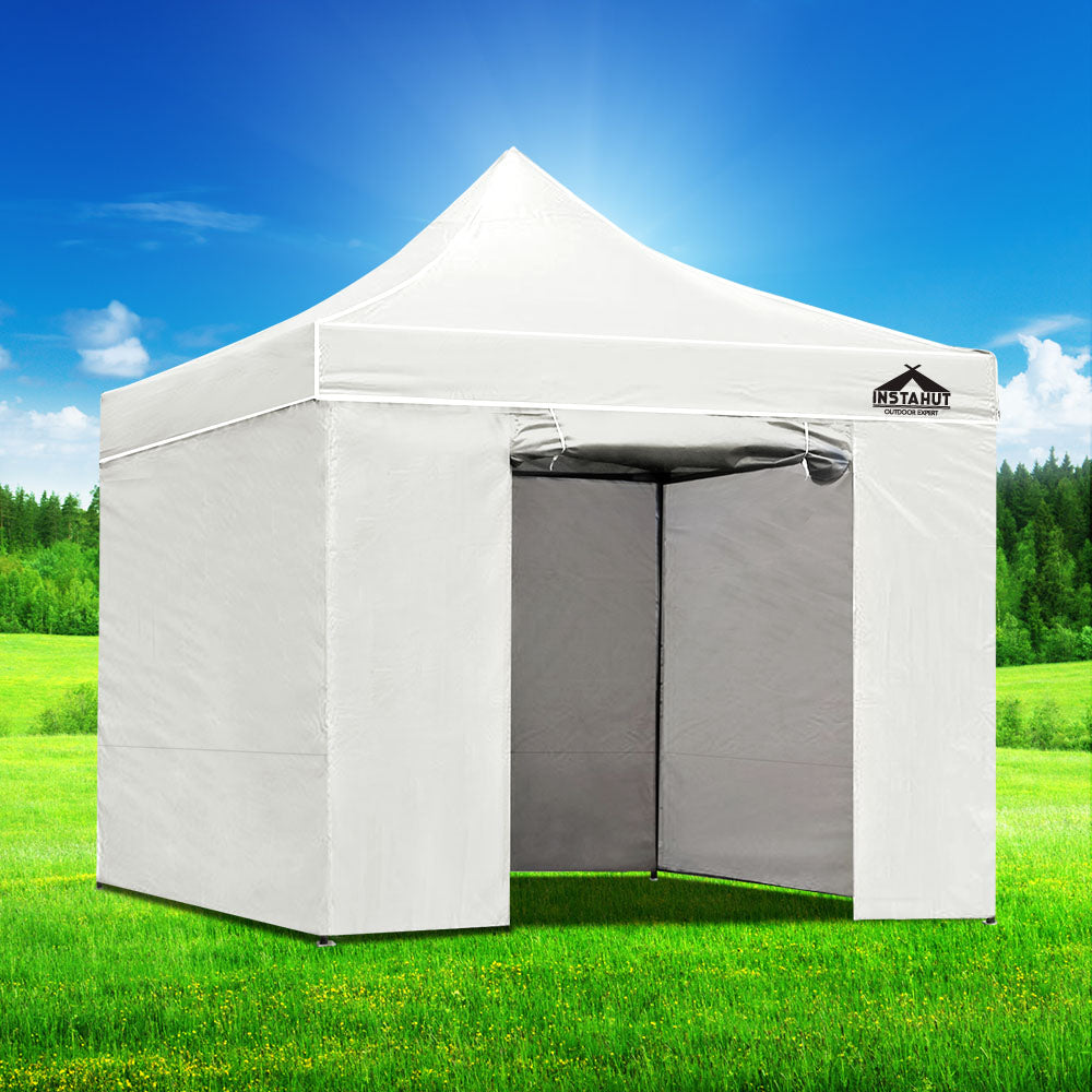 Instahut Gazebo Pop Up Marquee 3x3 Folding Tent Wedding Gazebos 500D White-6