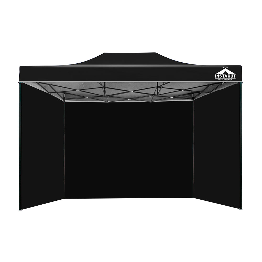 Instahut Gazebo Pop Up Marquee 3x4.5 Folding Tent Wedding Gazebos 500D Black-2