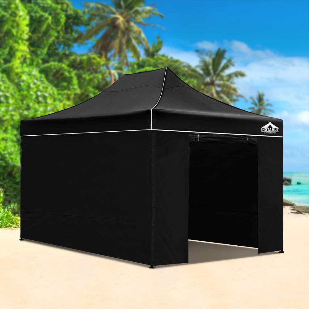 Instahut Gazebo Pop Up Marquee 3x4.5 Folding Tent Wedding Gazebos 500D Black-7