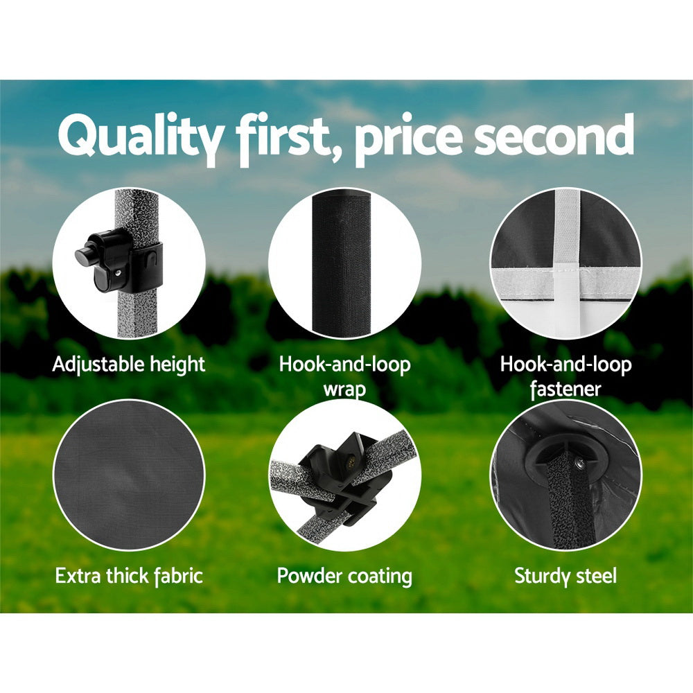 Instahut Gazebo Pop Up Marquee 3x4.5 Folding Tent Wedding Gazebos 500D Black-5