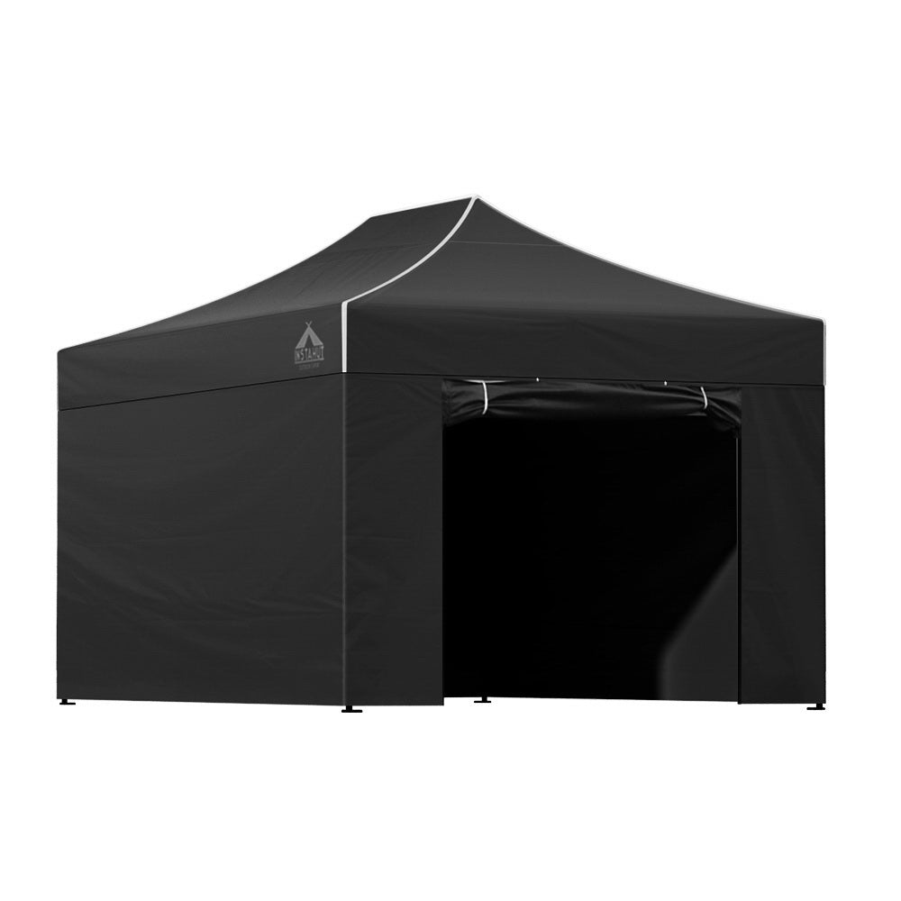 Instahut Gazebo Pop Up Marquee 3x4.5 Folding Tent Wedding Gazebos 500D Black-7