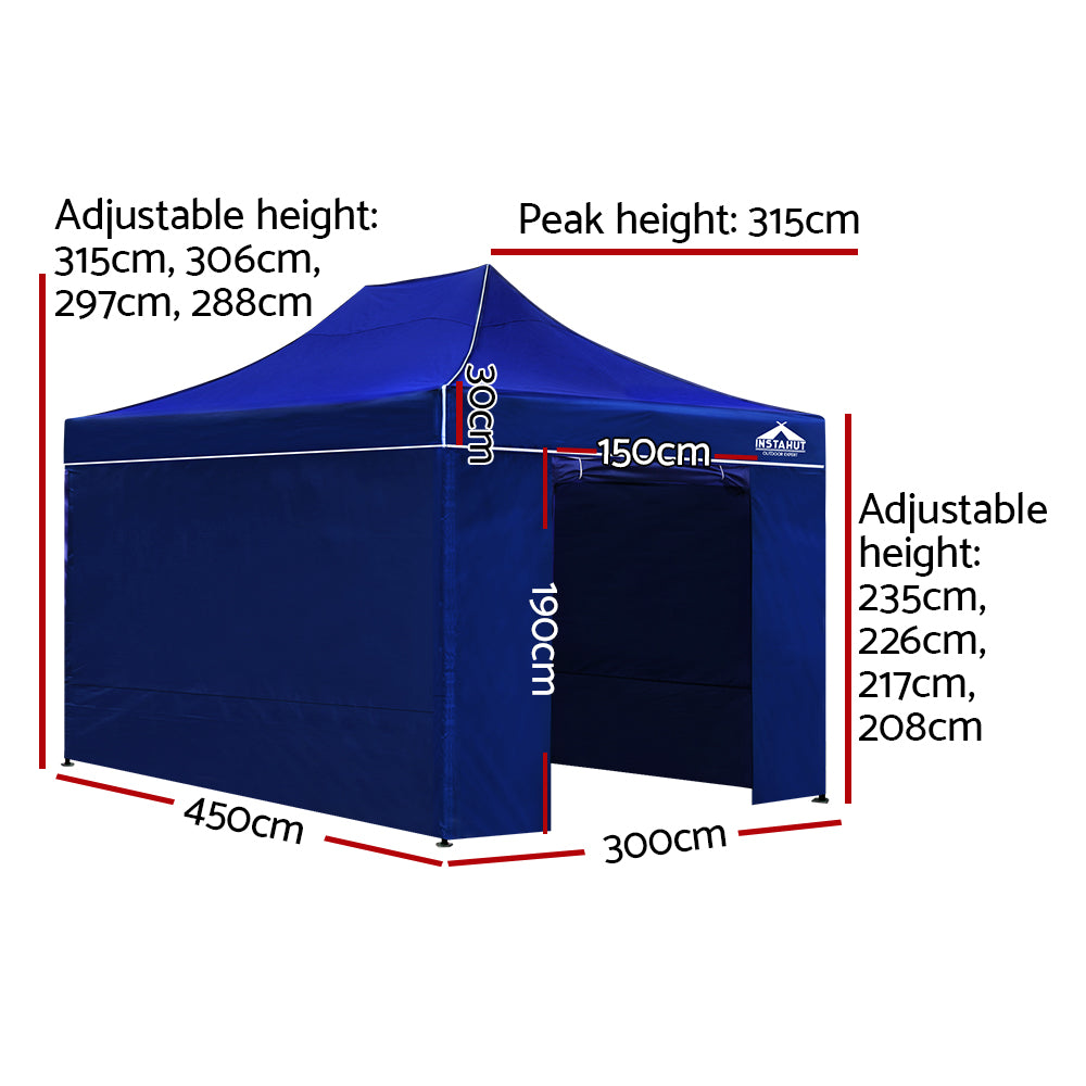 Instahut Gazebo 3x4.5 Pop Up Marquee Folding Tent Wedding Gazebos Camping Outdoor Shade Canopy Blue-1