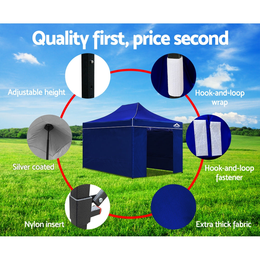 Instahut Gazebo 3x4.5 Pop Up Marquee Folding Tent Wedding Gazebos Camping Outdoor Shade Canopy Blue-6