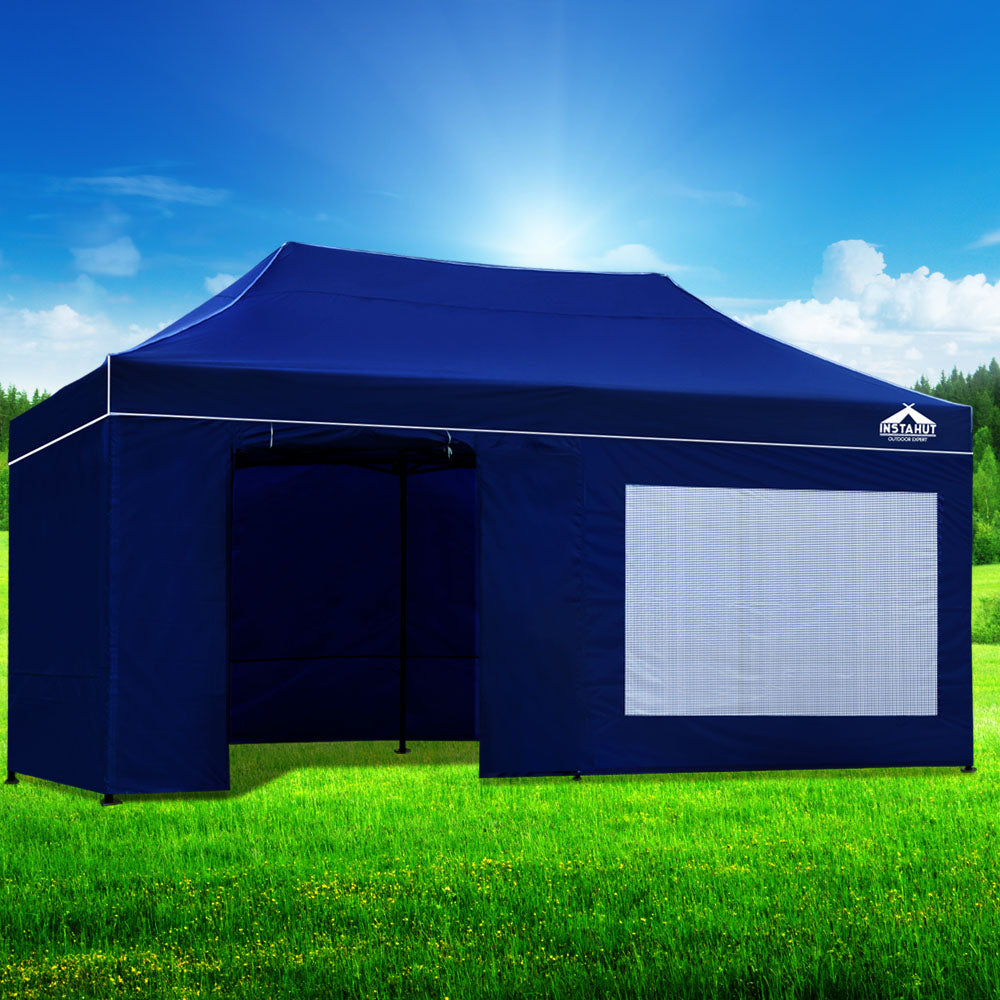 Instahut Gazebo 3x6 Pop Up Marquee Folding Tent Wedding Gazebos Camping Outdoor Shade Canopy Blue-6