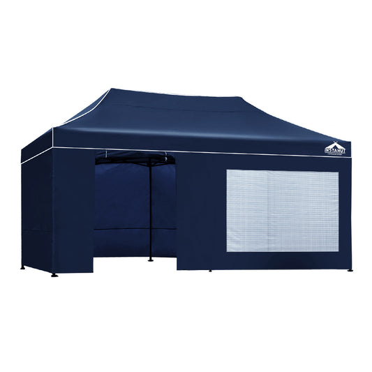 Instahut Gazebo Pop Up Marquee 3x6 Folding Tent Gazebos Camping 500D Oxford Navy-0