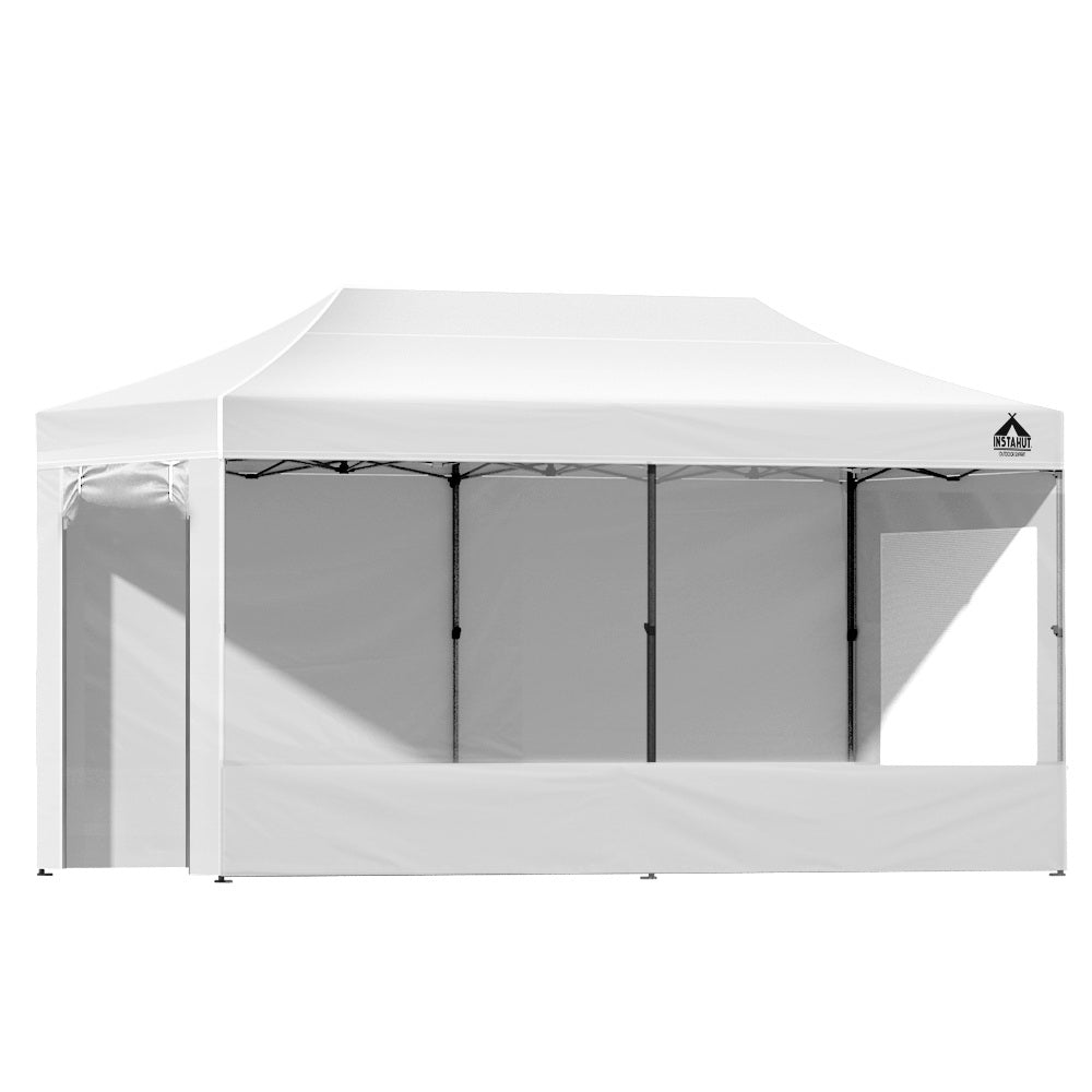 Instahut Gazebo Pop Up Marquee 3x6 Folding Tent Gazebos 500D Oxford Fabric White-0