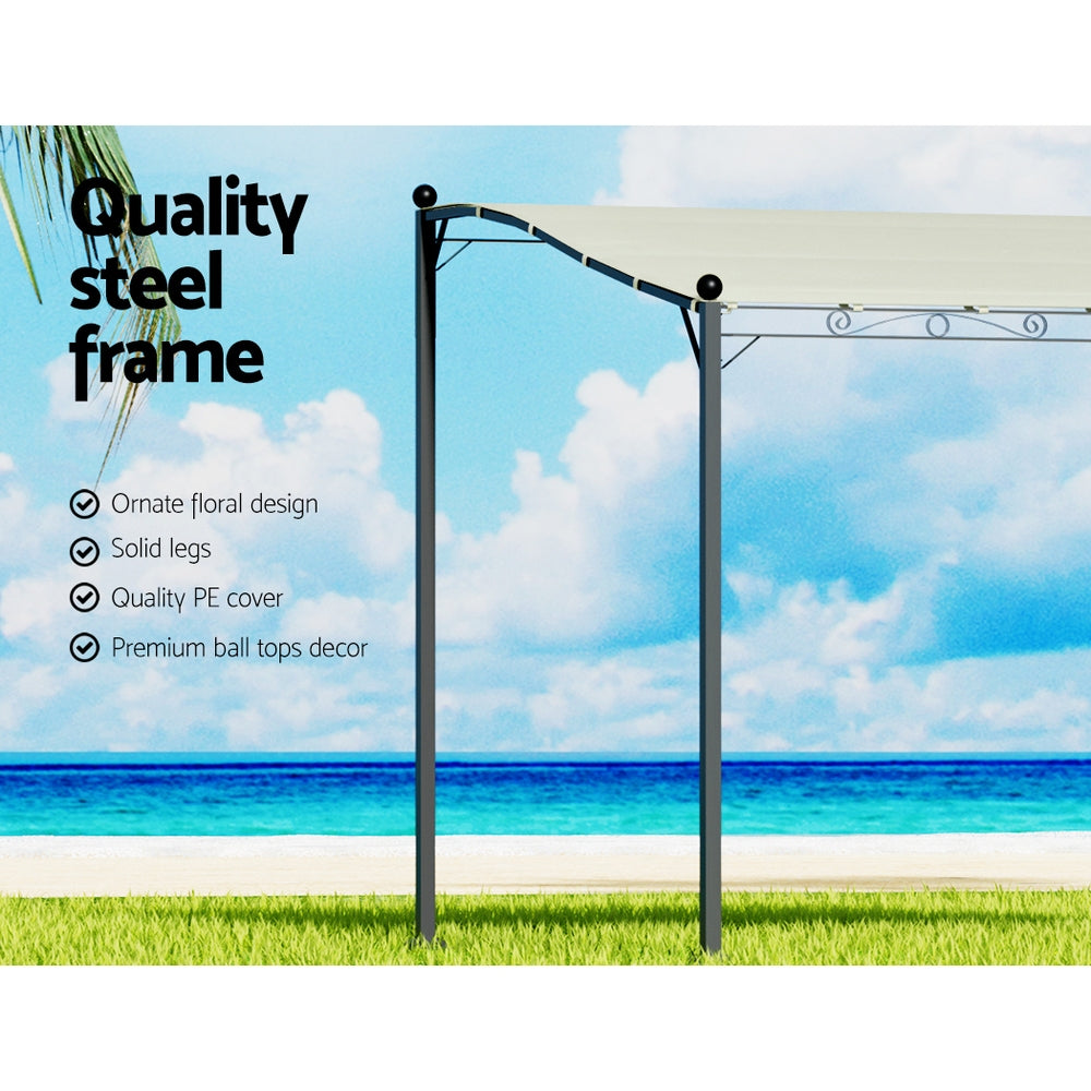 Instahut Gazebo Marquee 3m Outdoor Event Wedding Tent Camping Party Shade Iron Art Canopy Beige-4