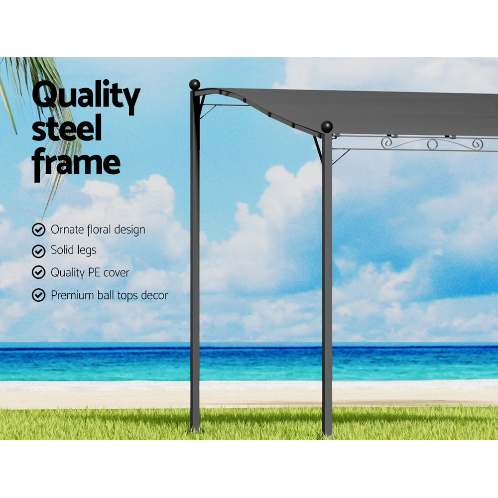 Instahut Gazebo Marquee 3m Outdoor Event Wedding Tent Camping Party Shade Iron Art Canopy Grey-4