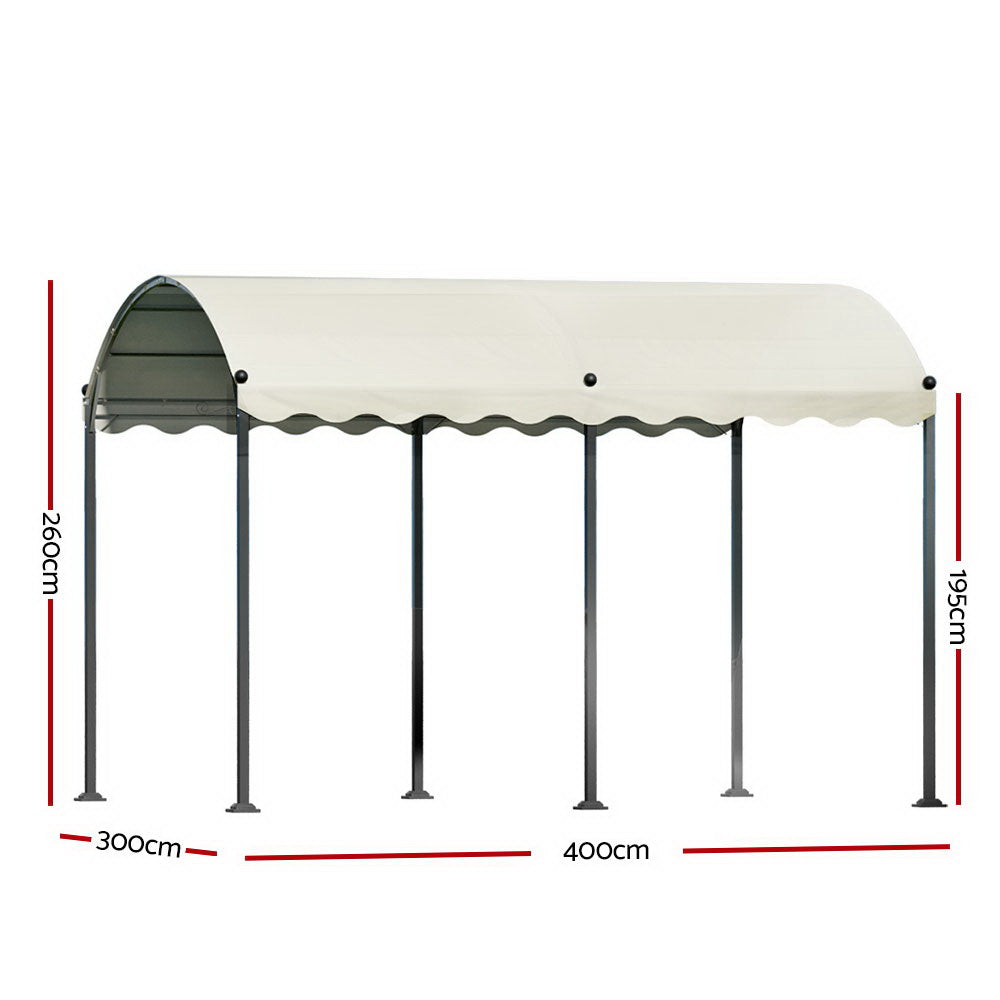 Instahut Gazebo Marquee 4x3m Outdoor Event Wedding Tent Camping Party Shade Iron Art Canopy Beige-1