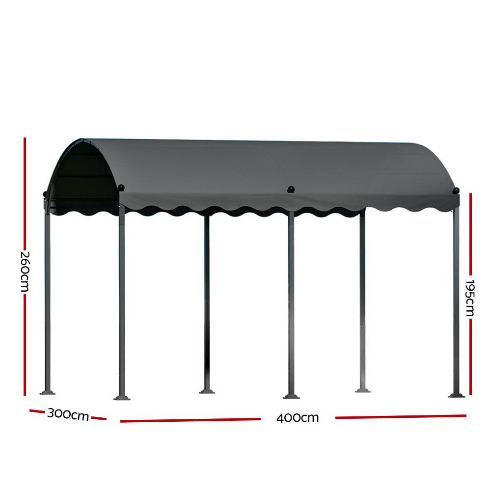 Instahut Gazebo Marquee 4x3m Outdoor Event Wedding Tent Camping Party Shade Iron Art Canopy Grey-1