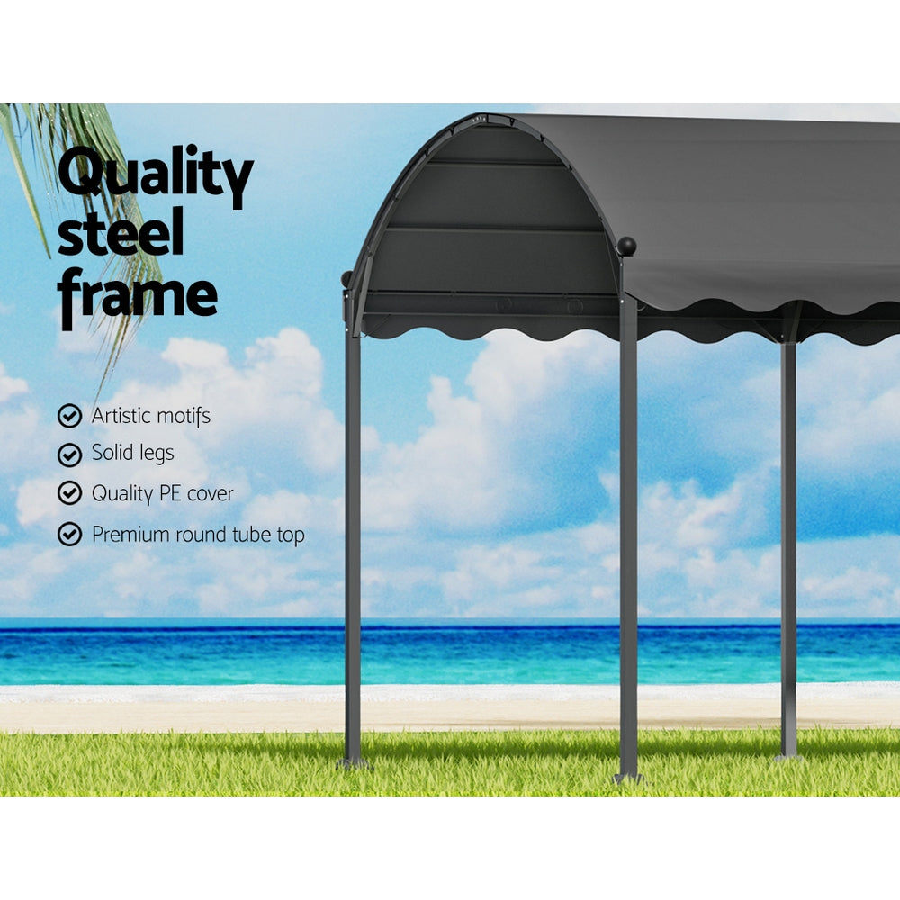 Instahut Gazebo Marquee 4x3m Outdoor Event Wedding Tent Camping Party Shade Iron Art Canopy Grey-4