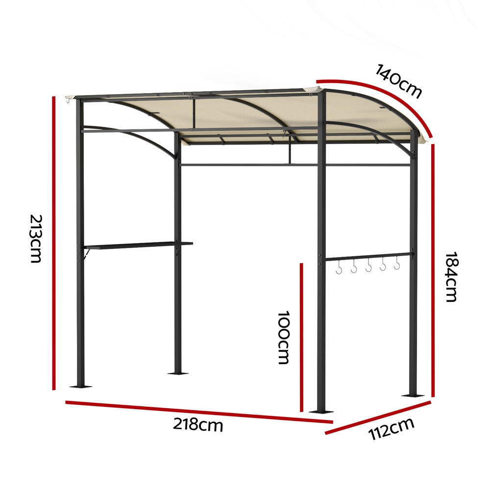 Instahut Gazebo Outdoor BBQ Grill Patio Garden Marquee Shade Shelter Shelf Hooks Beige-1