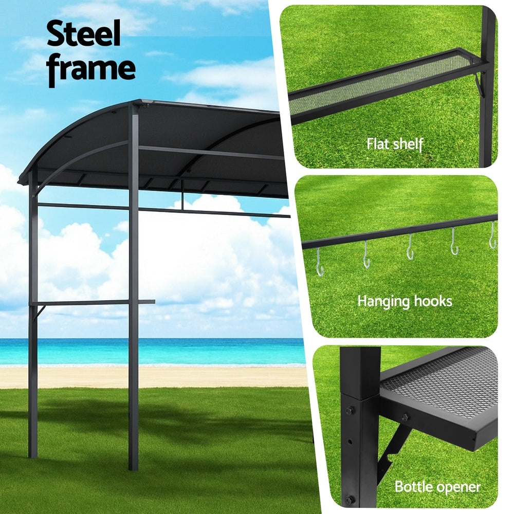Instahut Gazebo Outdoor BBQ Grill Patio Garden Marquee Shade Shelter Shelf Hooks Grey-4