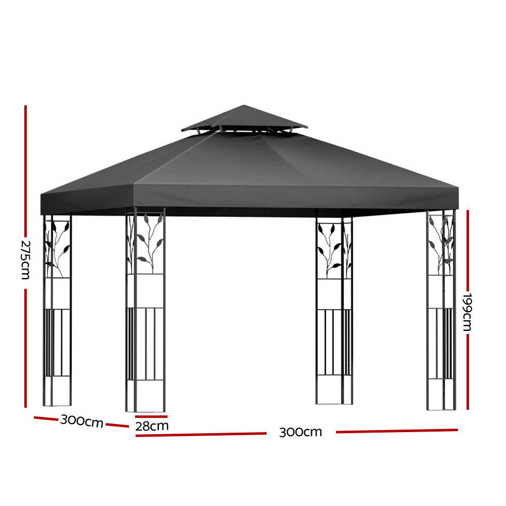 Instahut Gazebo 3x3m Marquee Outdoor Wedding Party Event Tent Home Iron Art Shade Grey-1