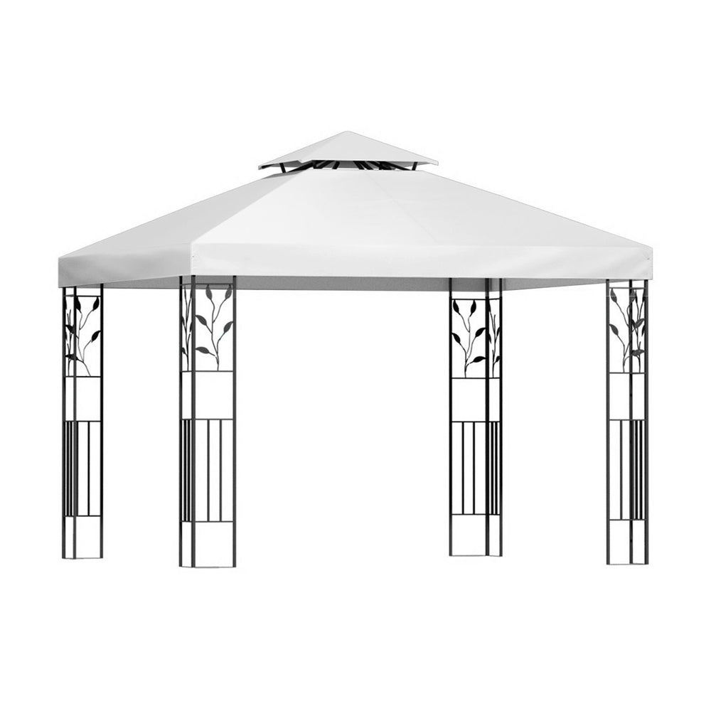 Instahut Gazebo 3x3m Marquee Outdoor Wedding Party Event Tent Home Iron Art Shade White-0