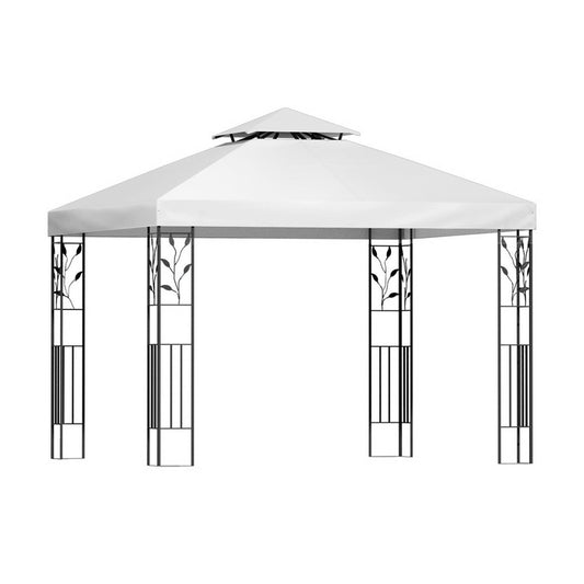 Instahut Gazebo 3x3m Marquee Outdoor Wedding Party Event Tent Home Iron Art Shade White-0