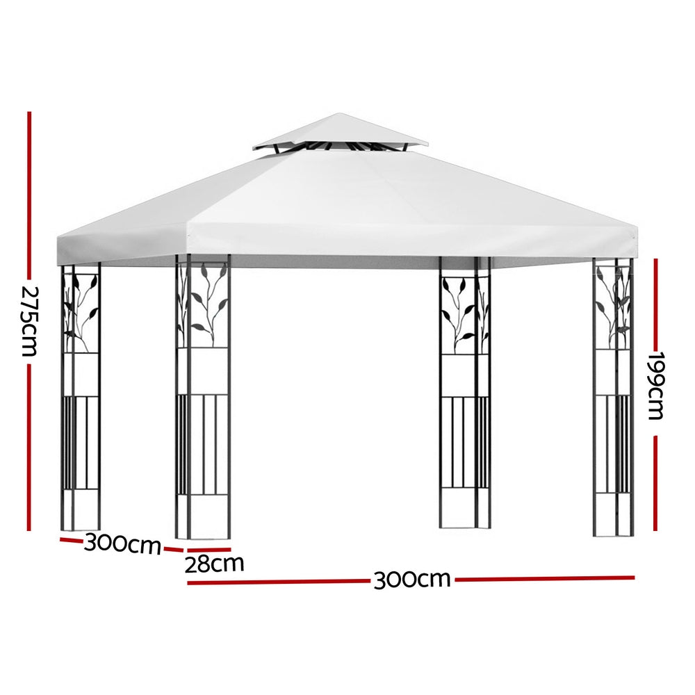 Instahut Gazebo 3x3m Marquee Outdoor Wedding Party Event Tent Home Iron Art Shade White-1