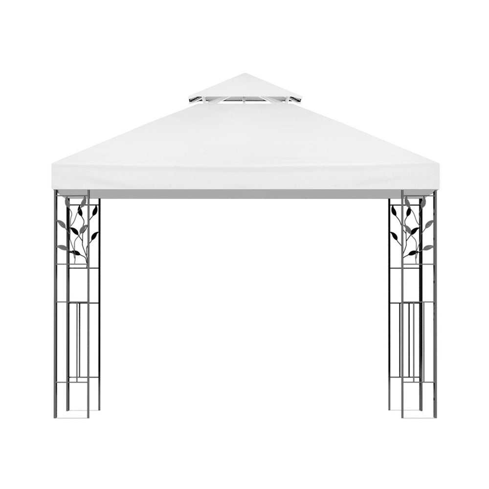 Instahut Gazebo 3x3m Marquee Outdoor Wedding Party Event Tent Home Iron Art Shade White-2