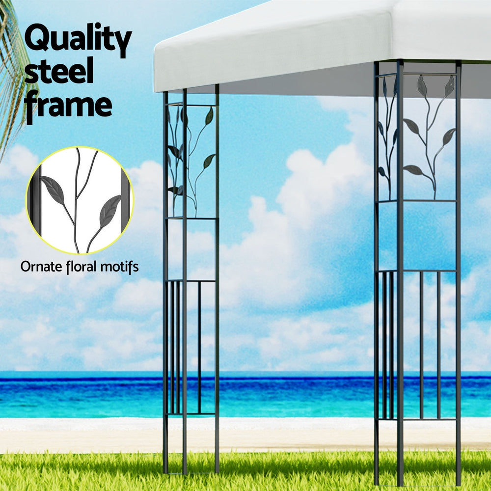 Instahut Gazebo 3x3m Marquee Outdoor Wedding Party Event Tent Home Iron Art Shade White-4