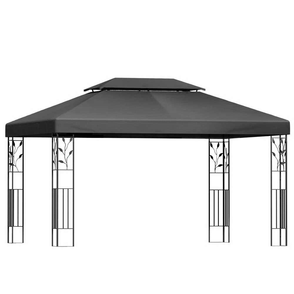 Instahut Gazebo 4x3m Marquee Outdoor Wedding Party Event Tent Home Iron Art Shade Grey-0