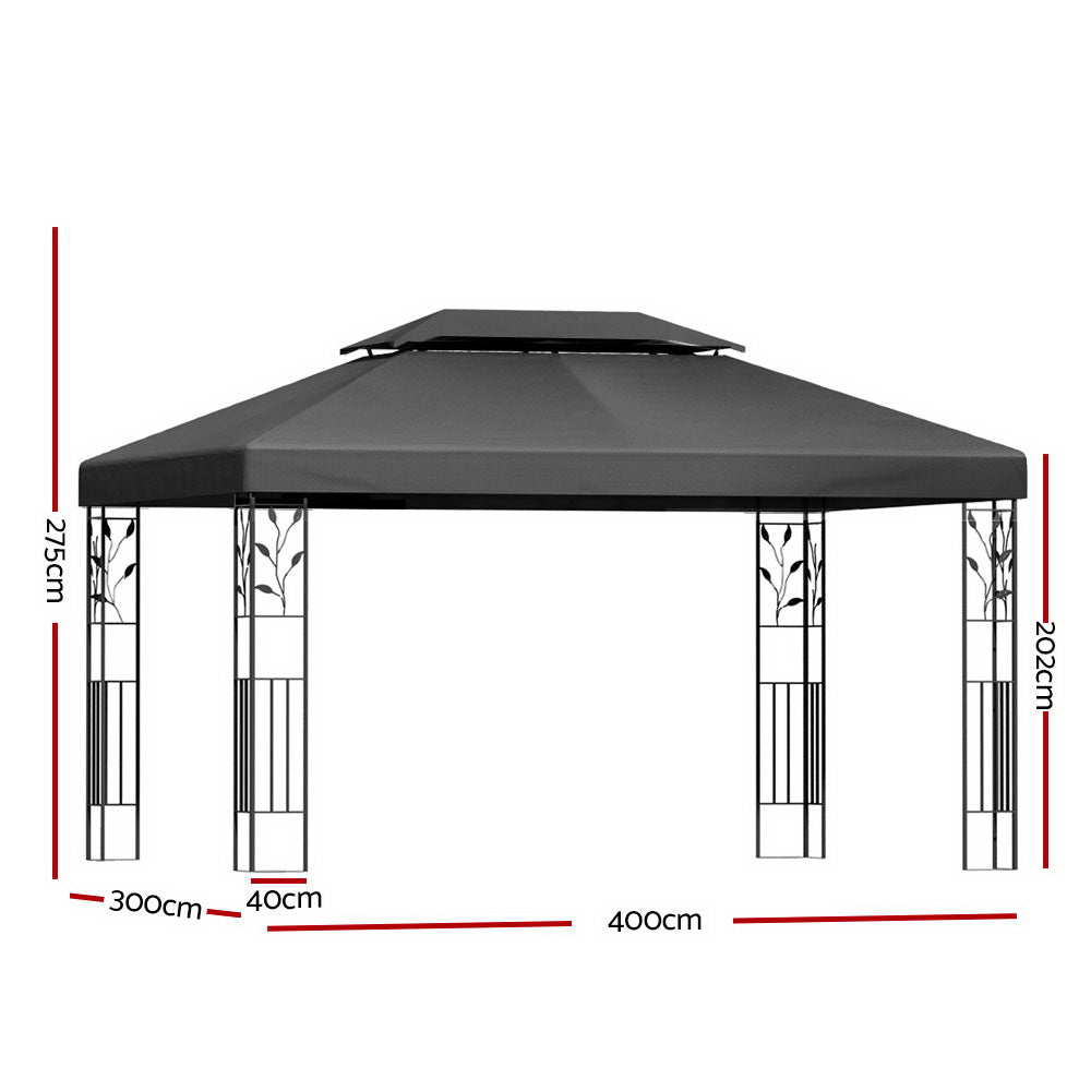 Instahut Gazebo 4x3m Marquee Outdoor Wedding Party Event Tent Home Iron Art Shade Grey-1