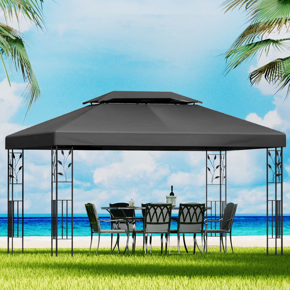 Instahut Gazebo 4x3m Marquee Outdoor Wedding Party Event Tent Home Iron Art Shade Grey-6