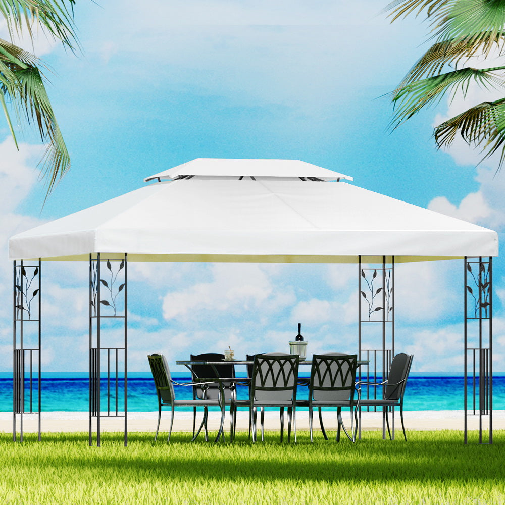 Instahut Gazebo 4x3m Marquee Outdoor Wedding Party Event Tent Home Iron Art Shade White-6