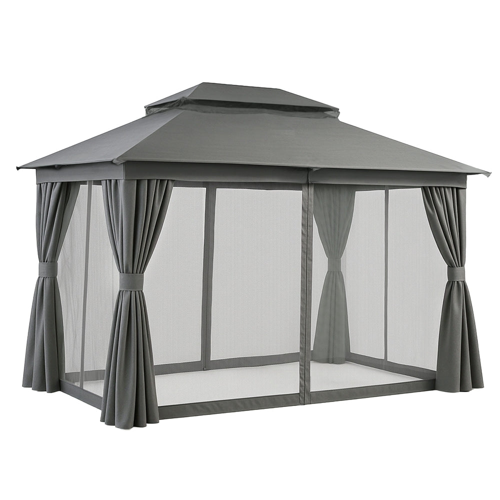 Instahut Gazebo 3x4m Canopy Outdoor Steel Frame Patio Tent Curtains Marquee Grey-0
