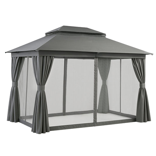 Instahut Gazebo 3x4m Canopy Outdoor Steel Frame Patio Tent Curtains Marquee Grey-0