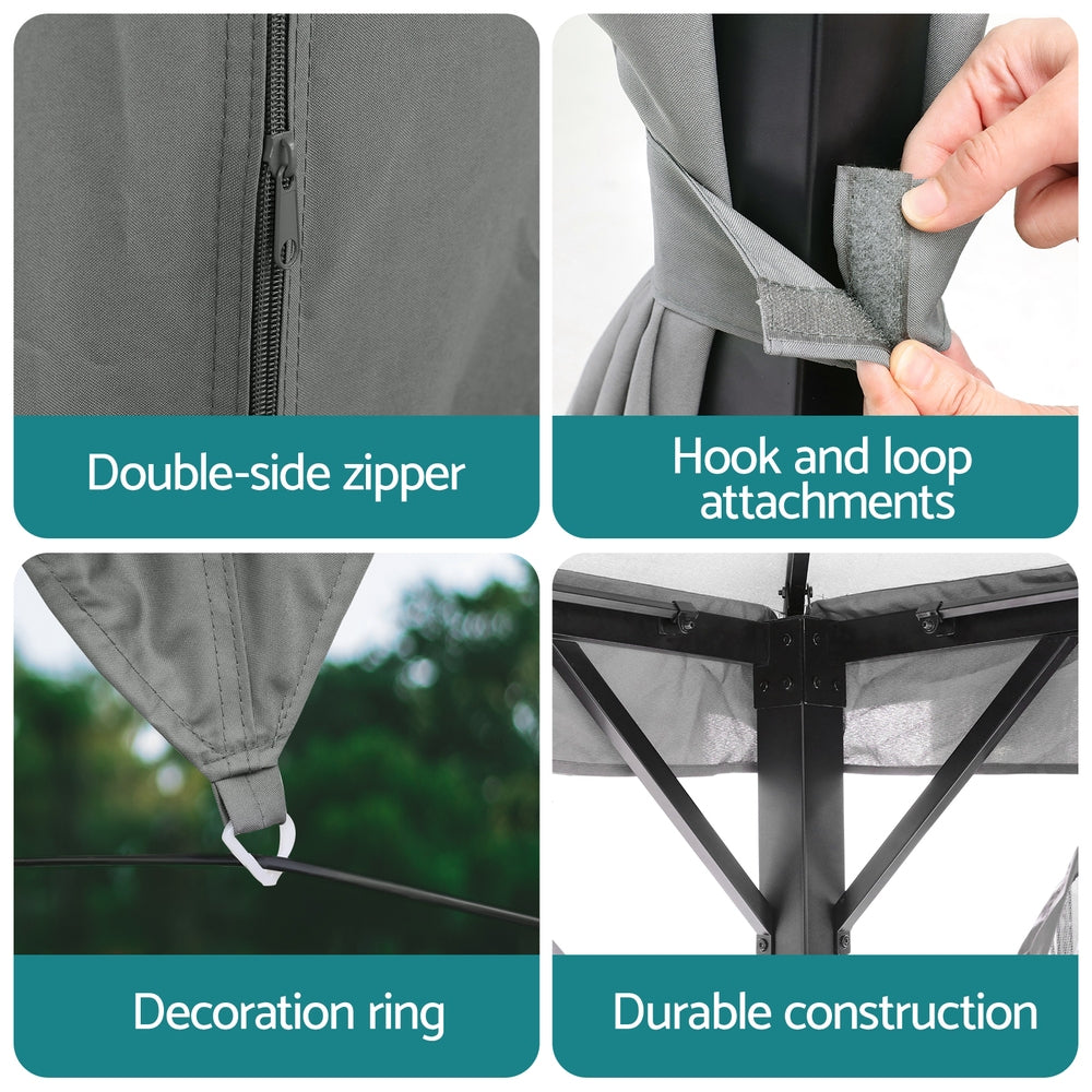 Instahut Gazebo 3x4m Canopy Outdoor Steel Frame Patio Tent Curtains Marquee Grey-5