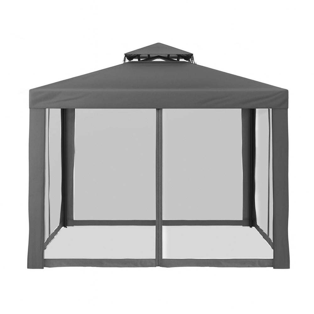 Instahut Gazebo Marquee 3m Outdoor Event Tent Camping Party Mesh Wall Canopy Grey-2