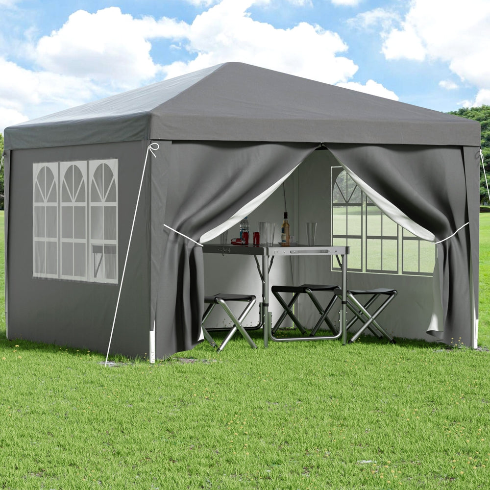 Instahut Gazebo 3x3 Pop Up Marquee Folding Tent Wedding Gazebos Camping Outdoor Shade Canopy Gray-6