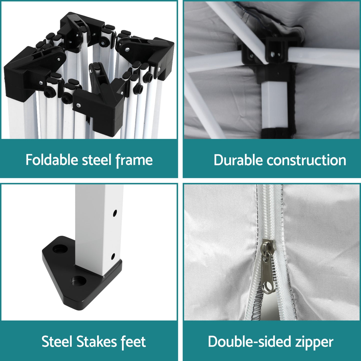 Instahut Gazebo 3x3 Pop Up Marquee Folding Tent Wedding Gazebos Camping Outdoor Canopy White-5