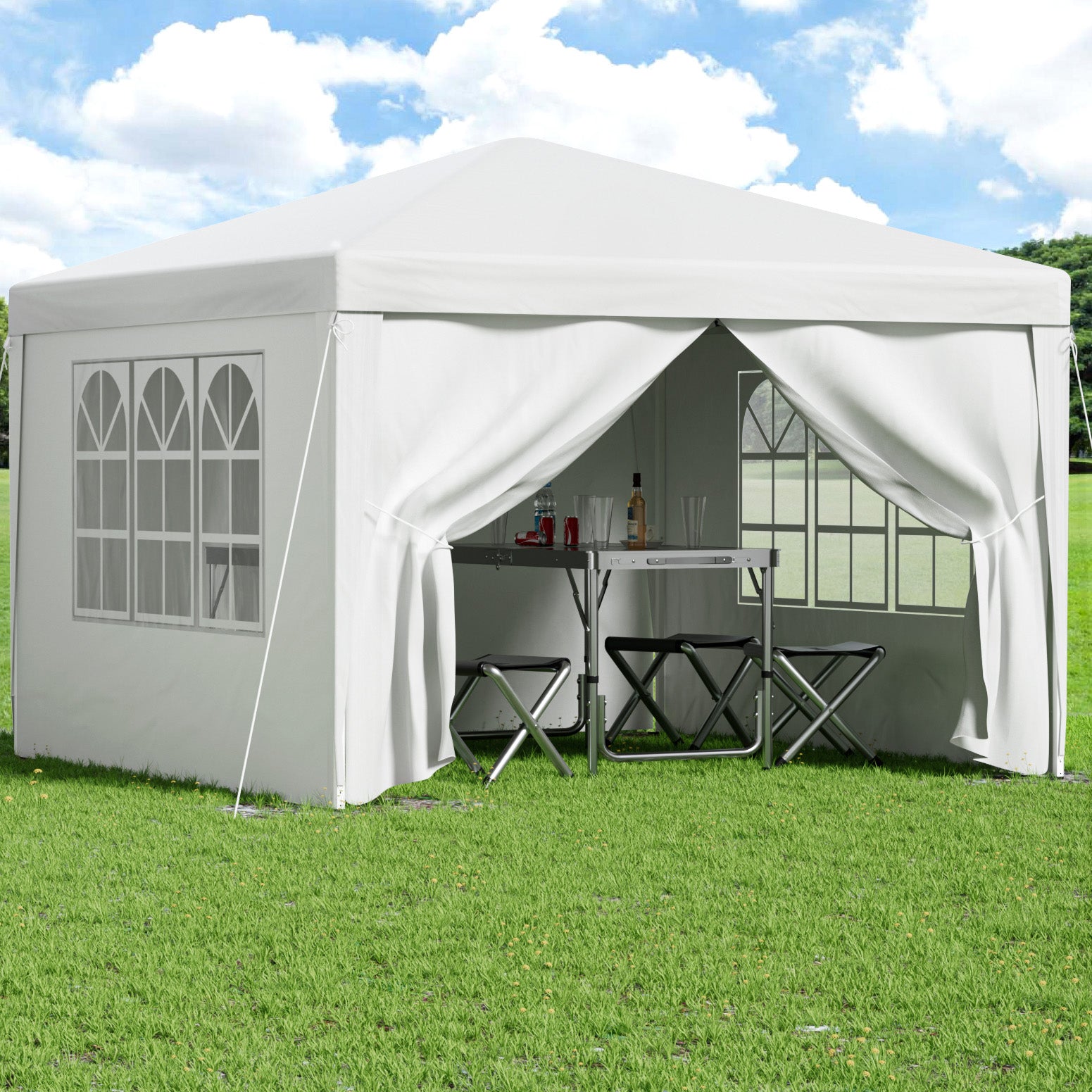 Instahut Gazebo 3x3 Pop Up Marquee Folding Tent Wedding Gazebos Camping Outdoor Canopy White-6