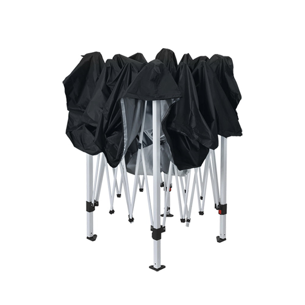 Instahut Gazebo Pop Up Marquee 3x3m Wedding Party Outdoor Camping Tent Canopy Shade Mesh Wall Black-2