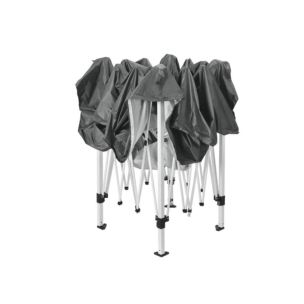 Instahut Gazebo Pop Up Marquee 3x3m Wedding Party Outdoor Camping Tent Canopy Shade Mesh Wall Grey-2