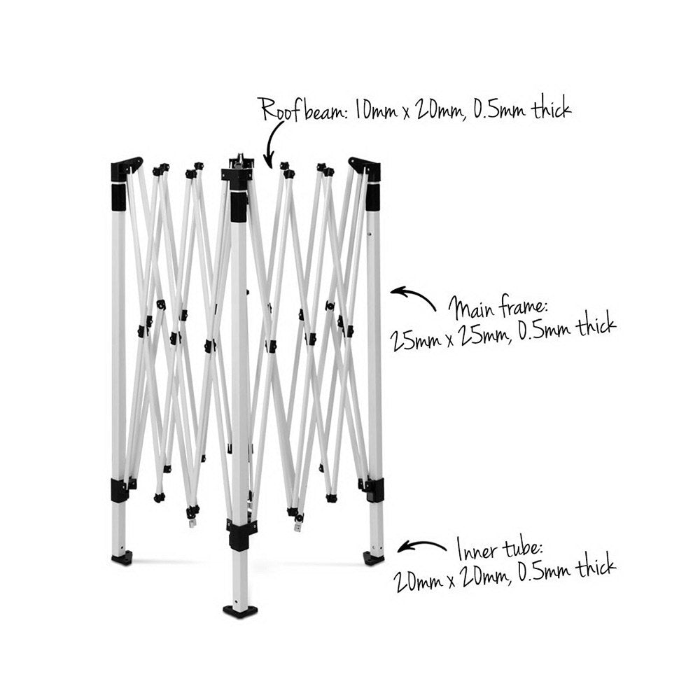 Instahut Gazebo Pop Up Marquee 3x3m Wedding Party Outdoor Camping Tent Canopy Shade Mesh Wall Grey-4