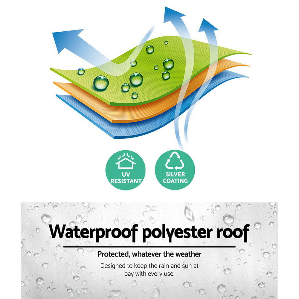 Instahut Gazebo Pop Up Marquee 3x3m Wedding Party Outdoor Camping Tent Canopy Shade Mesh Wall Grey-5