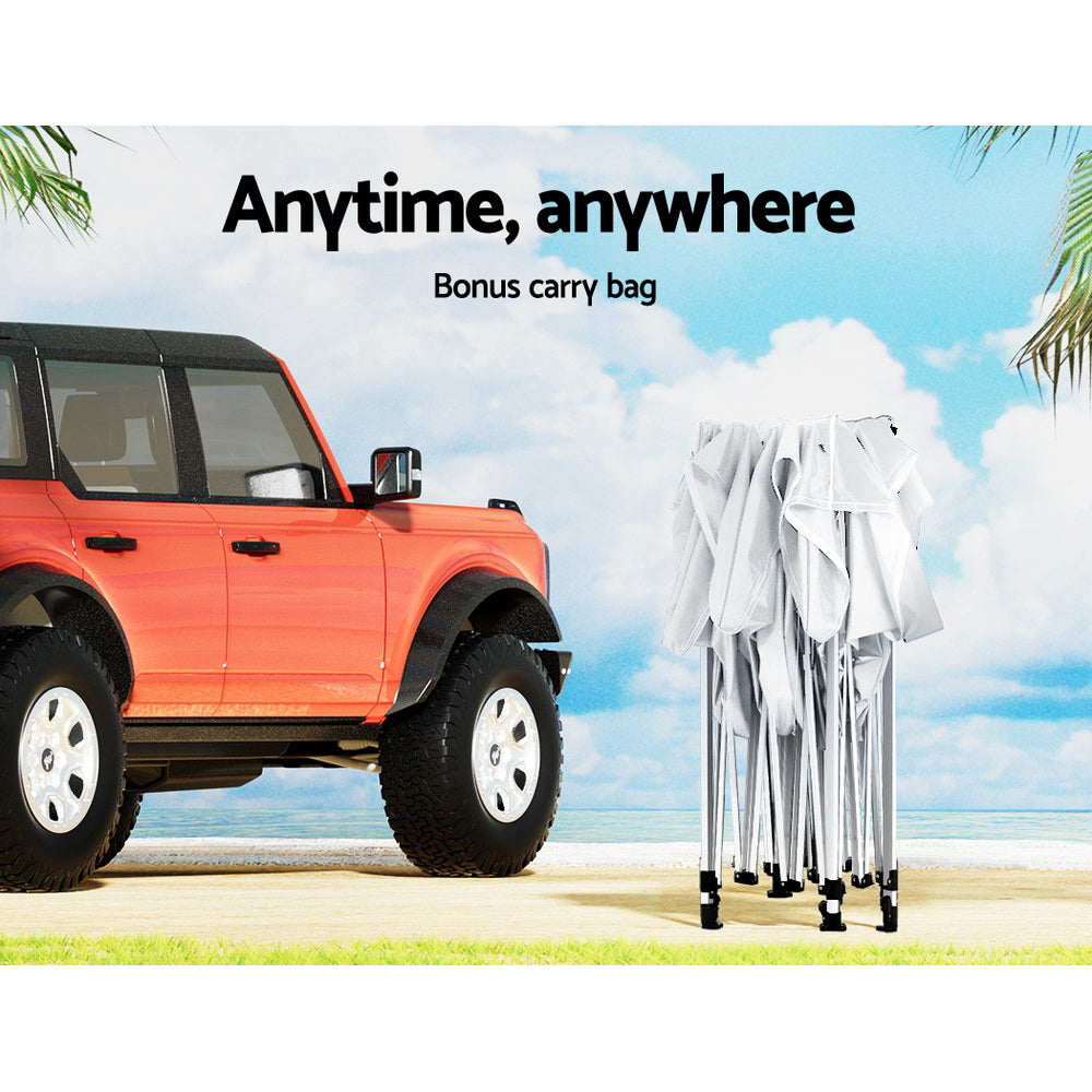 Instahut Gazebo Pop Up Marquee 3x6m Wedding Party Outdoor Camping Tent Canopy Shade Mesh Wall White-3