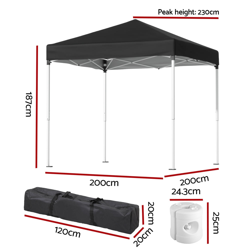 Instahut Gazebo 2x2m Outdoor Patio Garden Marquee Shade w/ Base Pods Black-1