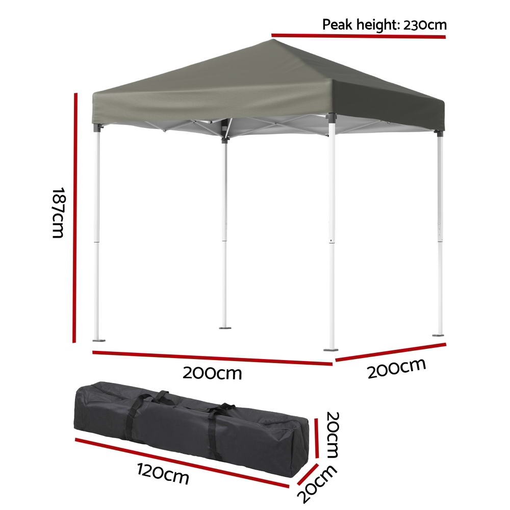 Instahut Gazebo 2x2m Outdoor Patio Garden Marquee Shade Grey-1