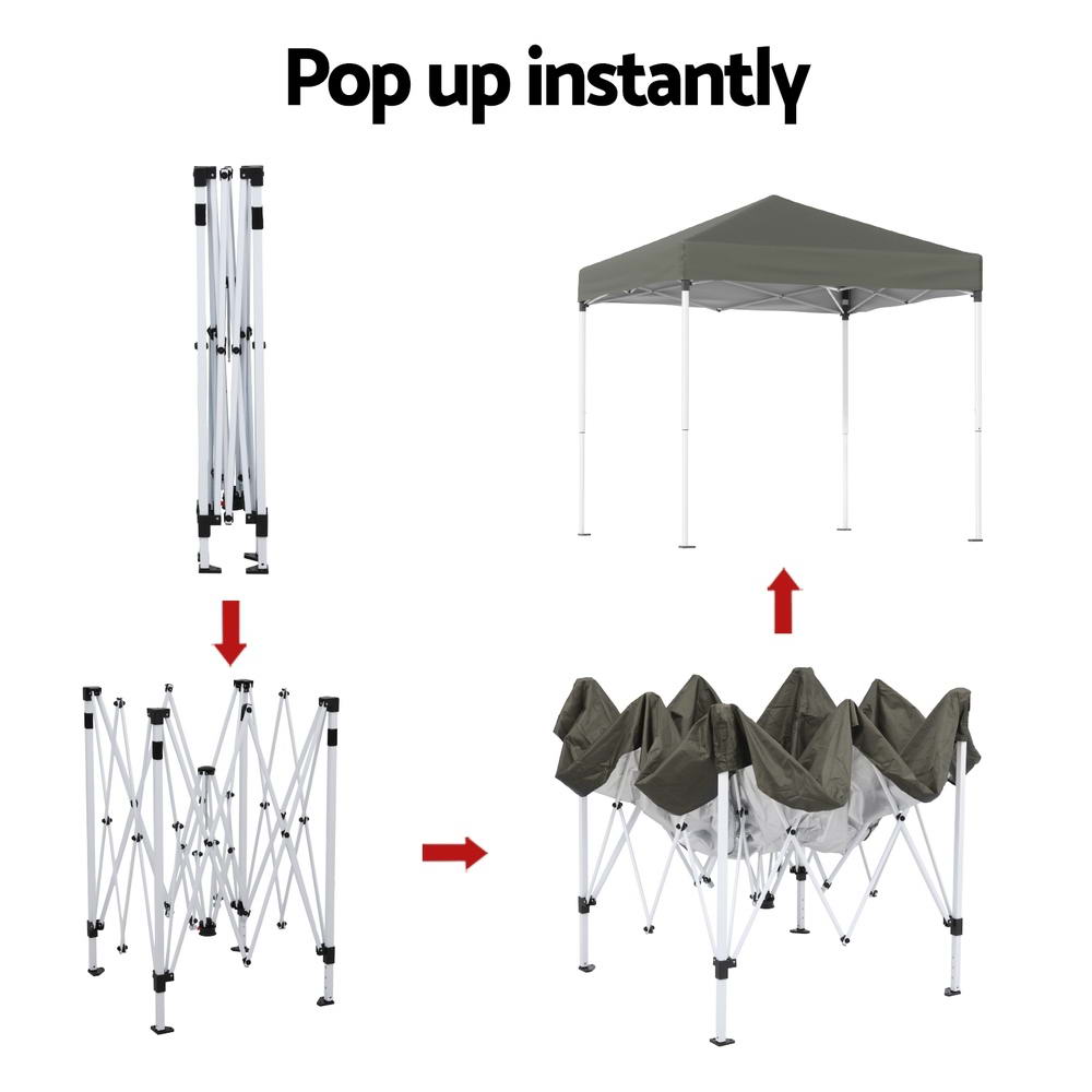Instahut Gazebo 2x2m Outdoor Patio Garden Marquee Shade Grey-4