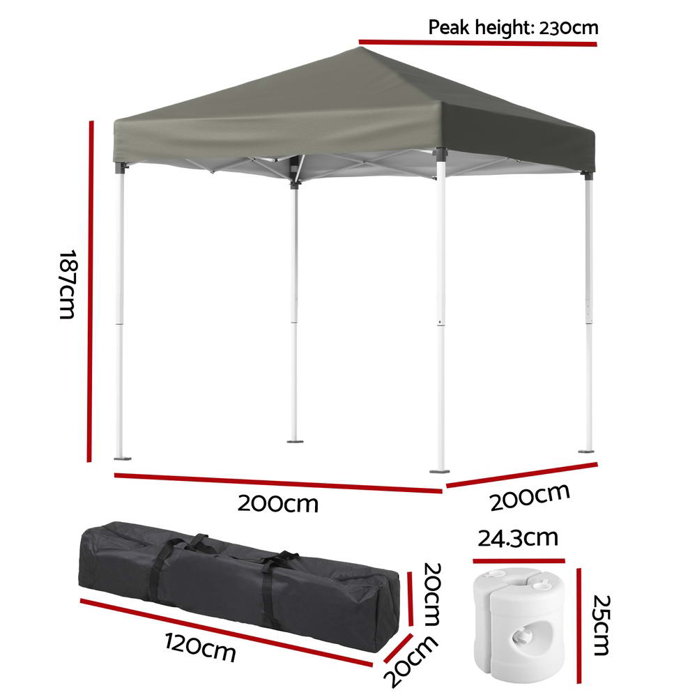 Instahut Gazebo 2x2m Outdoor Patio Garden Marquee Shade w/ Base Pods Grey-1